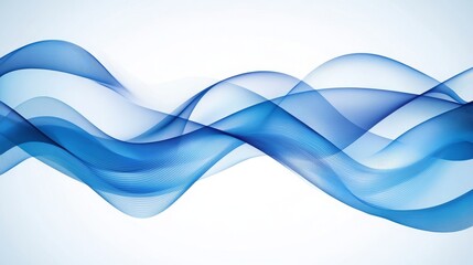 Sticker - a blue wave with a white background. abstract background with blue wavy lines on white, vector illus