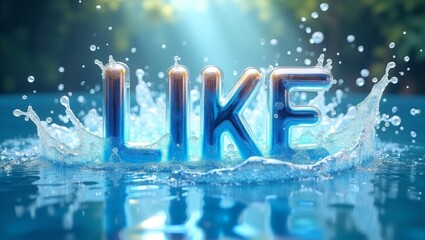 Wall Mural - abstract design of the word 'like' formed by water and water splashes