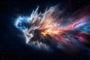 vibrant cosmic nebula in dark space