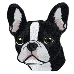 charming black and white french bulldog dog embroidered patch perfect for fashion accessories, bags,