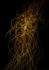 Aufkleber - Shiny golden glowing refracted wavy lines abstract background. Vector flyer design