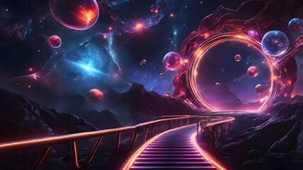 Background 3D Abstract Galaxy Planet Landscape