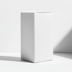 Aufkleber - Elegant Blank White Box Mockup on a Minimalist White Background with Subtle Shadows for Product Presentation 