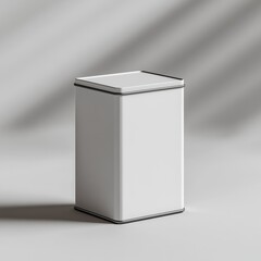 Poster - Elegant White Square Tin Canister: Minimalist Packaging Design for Food Storage and Product Presentation