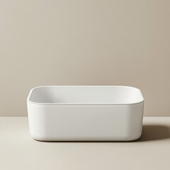 Poster - Minimalist Still Life: Clean White Rectangular Container on Neutral Background, Simplicity Captured 