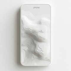 Leinwandbilder - Minimalist White Phone with Topographic Design - Abstract and Clean Product Visualization for Mobile Technology