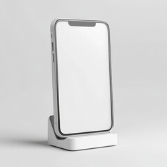 Leinwandbilder - Minimalist White Smartphone Mockup on Charging Dock, Isolated on Clean Background, Ideal for App & UI Design Presentation