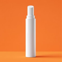 Poster - Minimalist White Spray Bottle on Orange Backdrop, Modern Product Photography