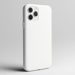 Leinwandbilder - Modern Smartphone in White Protective Case, Sleek Design and Minimalist Aesthetic Appeal on a Bright Neutral Background.