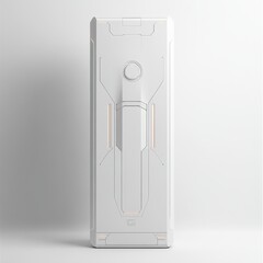Leinwandbilder - Modern White Futuristic Structure with Panel Details and Subtle Light Accents, Sci-Fi Design