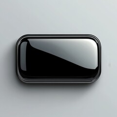 Aufkleber - Sleek and Minimalist: A Glossy Black Rectangle Button on a Plain Grey Background, Featuring Modern Design and Refined Aesthetics