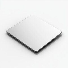 Poster - Sleek and Modern: A Silver Square Object Displayed on a Clean White Background with Subtle Shadows