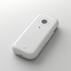 Aufkleber - Sleek White Minimalist Device: Close-up view of modern technology featuring a clean design and smooth rounded edges.