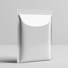 Poster - Sleek White Pouch Mockup: Standing tall in a clean, minimalist studio shot, ideal for showcasing product branding and design.