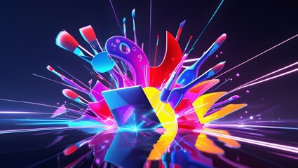Background 3D Abstract Geometric Explosion  art brush
