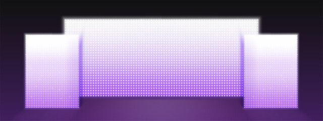 Wall Mural - led screen stage background - glowing purple halftone dot pattern, vivid violet neon light array, br