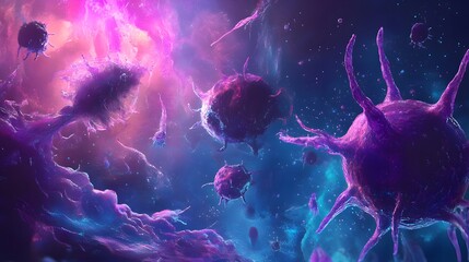 Wall Mural - cosmic viral nebula; science fiction game art
