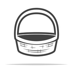 Wall Mural - empty wooden basket outline icon transparent vector isolated