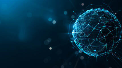 Wall Mural - digital globe of connectivity: an abstract representation of a connected digital globe against a dar