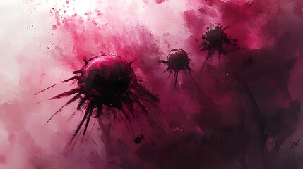 Wall Mural - pink cosmic spheres explode, nebula background
