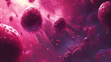 Wall Mural - pink orbs falling cosmic space, vibrant background, game art