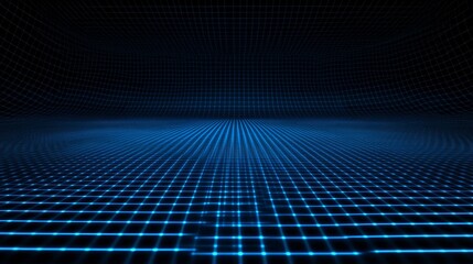 Blue grid and binary coding black background. cyber security concept