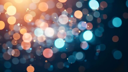 Wall Mural - Abstract Bokeh Background With Glowing Circular Light Particles Of Orange Blue And Pink Colors