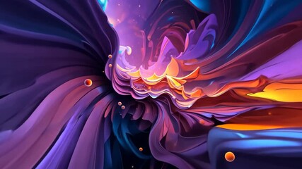 Wall Mural - Abstract Floral Composition in Purple and Orange Hues on a Dark Background