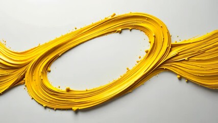 Wall Mural - abstract golden loop design with textured surface on light gray background