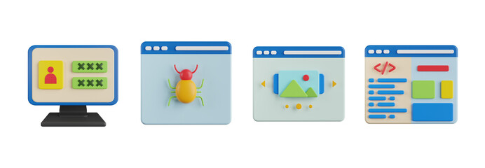 Web and App Development Interface 3D Icons