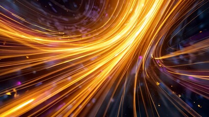 Canvas Print - dynamic light orange particle streams on dark blue abstract background