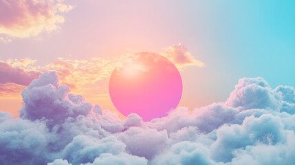 Wall Mural - colorful sky with clouds and gradient background