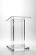 © Viktor - Clear acrylic lectern on white background. Modern transparent podium for presentations speeches. Acrylic dais stage platform for conferences lectures. Lightweight, hard-wearing, professional design.