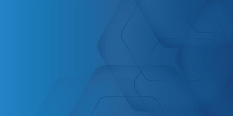 Wall Mural - modern abstract blue background with glowing geometric lines. blue gradient hexagon shape design. ve