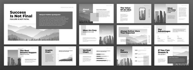 Wall Mural - minimalistic powerpoint presentation template. use for creative presentation background, brochure co