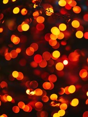 Wall Mural - Abstract Red and Orange Bokeh Lights Background for Festive Celebrations