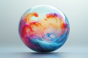 Leinwandbilder - Vibrant abstract sphere showcasing swirling patterns of color and light in a soft, tranquil setting