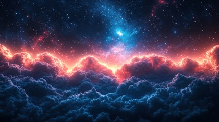 Poster - Vibrant nebula cloudscape with cosmic dust and stars.