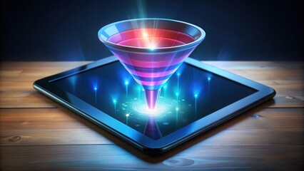 Poster - Conceptual Sales Funnel Visualization with Glowing Elements