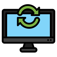 Wall Mural - computer monitor displaying a refresh icon, ideal for illustrating technology, updating software, or