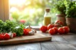 © Niken - Preparing Fresh Vegetables on Cutting Board with Bright Window Background