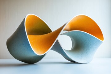 Fototapete - Unique abstract sculpture with flowing curves and vibrant colors displayed indoors