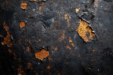 Aufkleber - Textured surface with peeling paint in shades of orange and black, showcasing age and wear in an industrial setting