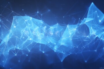 Aufkleber - Digital abstract background showcases interconnected lines and shapes, illustrating technology and innovation in a vibrant blue hue