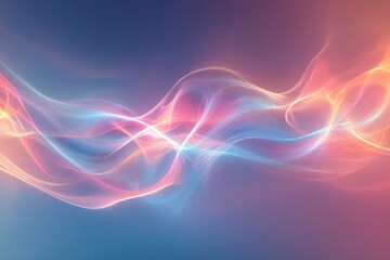 Aufkleber - Abstract waves of light create a mesmerizing display in vibrant colors against a soft blue background