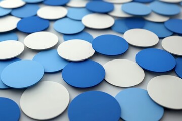 Leinwandbilder - Colorful arrangement of blue and white circular shapes in a creative display for decoration or design projects