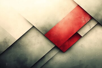 Aufkleber - Abstract geometric shapes in muted colors with vibrant red accents create captivating visual depth and texture