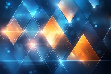 Fototapete - Vibrant geometric pattern of diamonds and triangles illuminated by bright lights in a digital abstract design