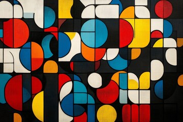 Aufkleber - Colorful abstract geometric art featuring circles and blocks in vibrant hues highlighting creativity and modern design elements