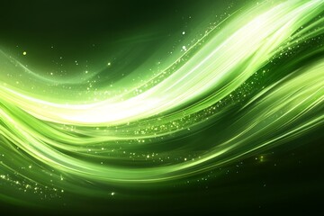 Poster - Dynamic green light waves create an ethereal atmosphere in a digital art composition
